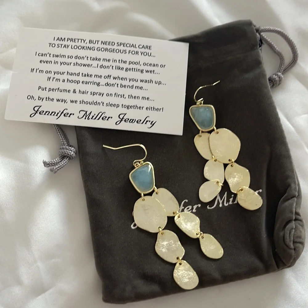 Jennifer Miller Aqua Drop earrings. New never used - Picture 4 of 4